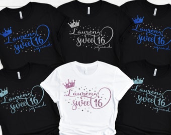 Sweet 16th Birthday Shirt, Sweet Sixteen Squad, Custom Birthday Shirt, 16 Birthday Party Shirt, Sweet 16 Bday, Custom Name Birthday T-Shirt