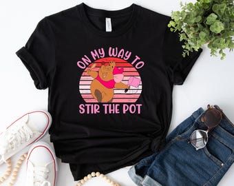 On My Way To Stir The Pot Tshirt, Funny T-shirt, Funny Mother Sweatshirt, Mom Kitchen Shirt, Cute Bear Shirt, Funny Animal Shirt