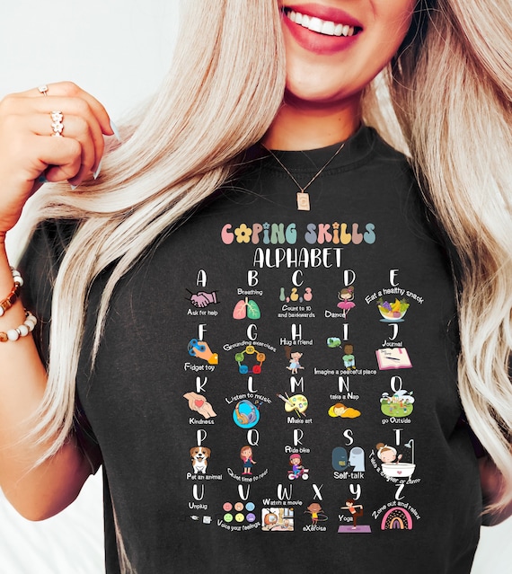 Coping Skills Alphabet Shirt, ABC Coping Skills Shirt, Mental Health Awareness Shirt, School Counselor Shirt, School Psychologist Shirt
