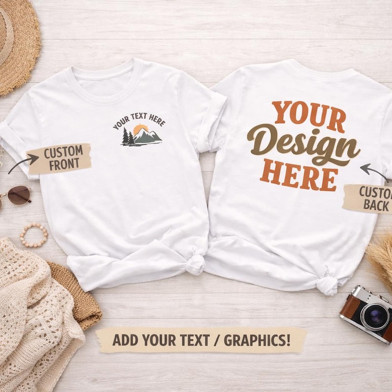 Personalized Front & Back Print Shirt, Custom Design Tee image 1