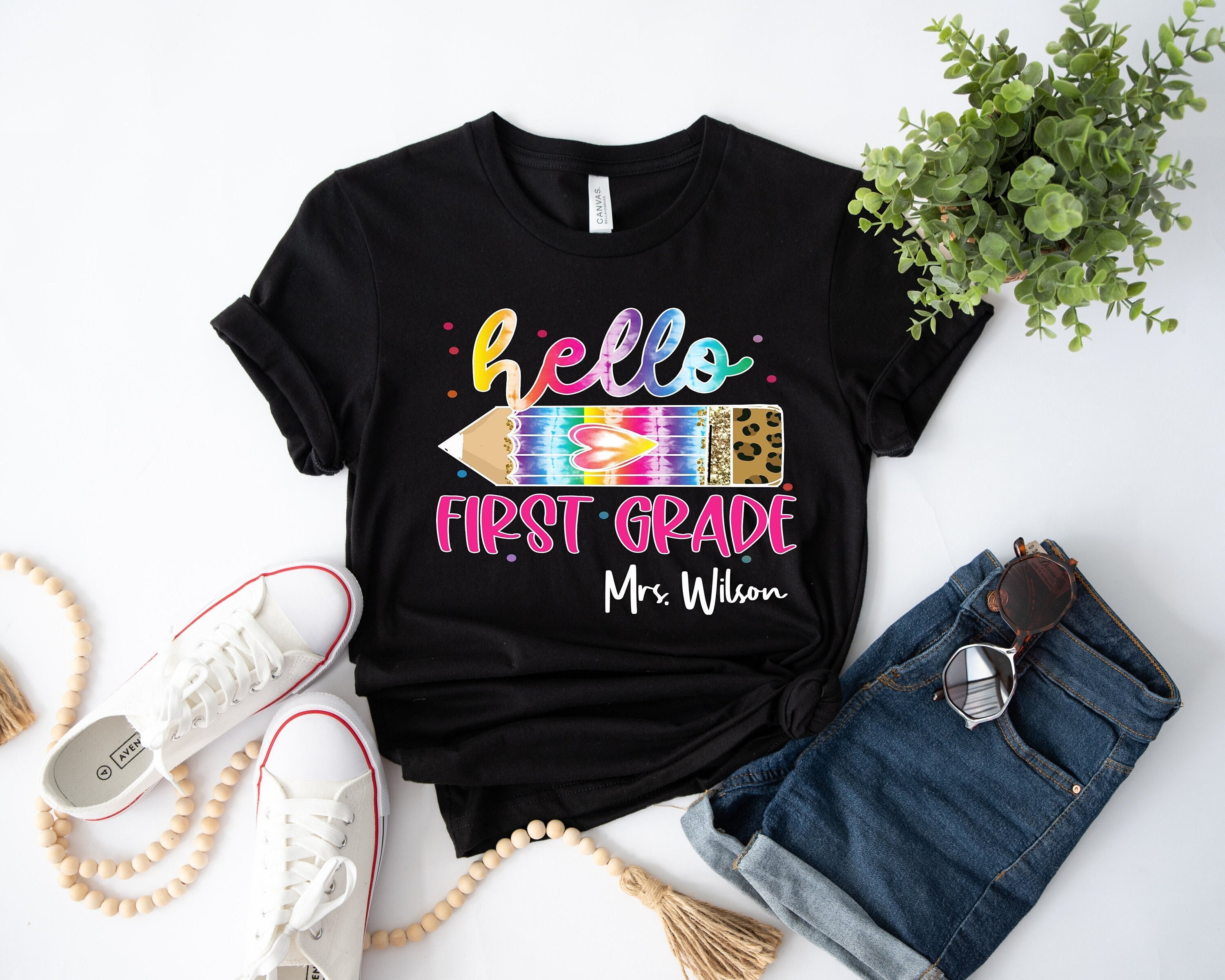 Custom First Grade Teacher Shirt,Personalized 1st Grade Teacher,Custom Name Teacher Tee,Teacher Gift Shirt,Back To School Teacher Shirt