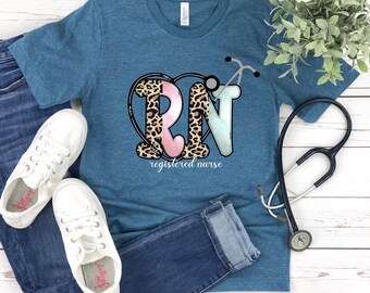 Registered Nurse Shirts,RN Shirts,Leopard RN Shirt,Nursing Shirt,Nursing School Tee,Nurse Week Shirt, Nurse Student Shirt, Cute Nurse Shirt
