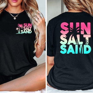 Sun Sand Salt Beach Shirt, Retro, Trendy Beach Shirts for Women, Summer Vacation Shirts, Womens Oversized Beach Shirt