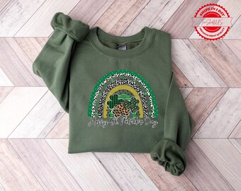 St Patricks Day Lucky Sweatshirt, Clover Faux Glitter Sweatshirt, Irish Shirt, St. Patrick's Day Shirt, Women St. Patricks Day Shirt