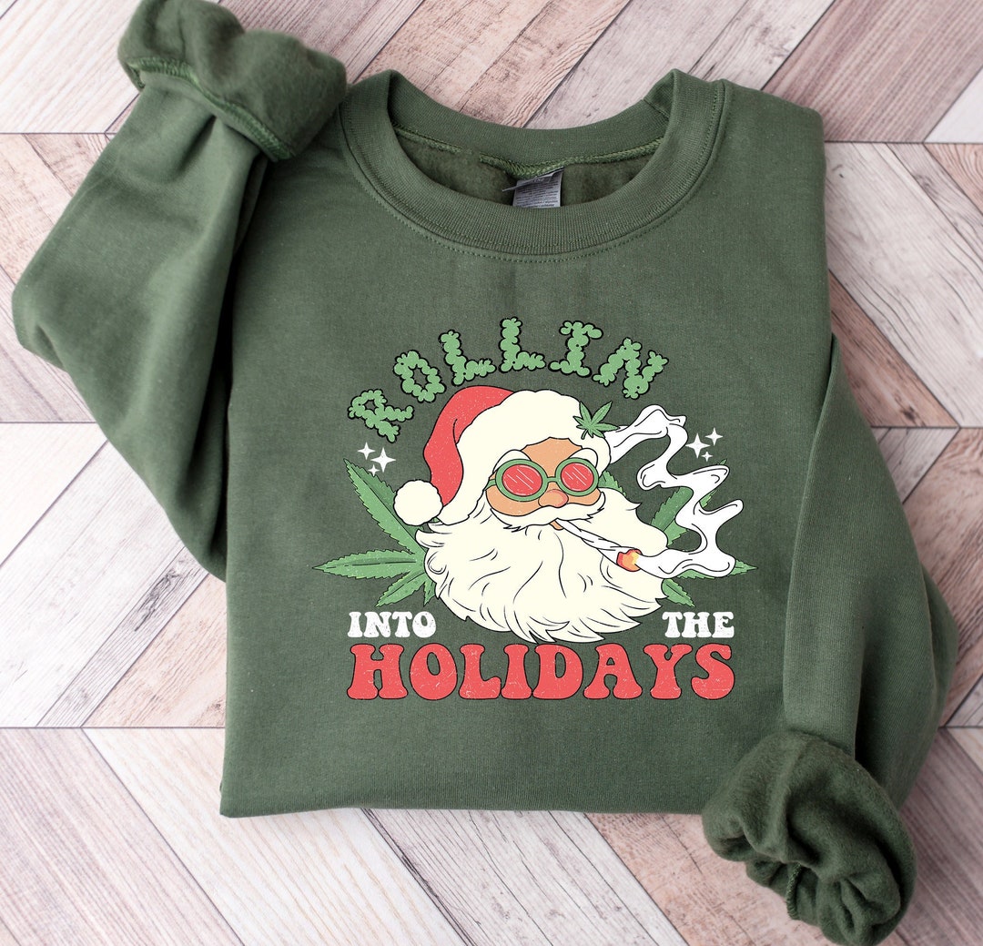 Rollin Into the Holidays Santa Sweatshirt, Smoker Santa, Retro ...