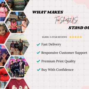The image is a collage of various images featuring people wearing T-shirts, with text overlaying the collage.