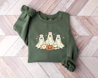 Boo Boo Nurse Crew Shirt, Spooky Nurse Halloween, Ghost Nurse, RN ER ICU Halloween Nurse Tee, Med Nurse, Nursing Student, Fall Nurse Shirt