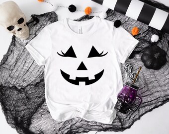 Unisex Halloween Face Shirt, Jack-O-Lantern Shirt, Women's Halloween Shirt, Cute Pumpkin Face Shirt, Halloween Party Shirt, Pumpkin Shirt