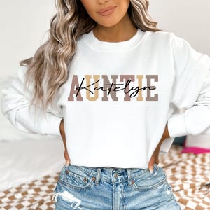 Sudadera personalizada para tía, regalo para tía, sudadera personalizada para tía, regalo de cumpleaños para tía, regalo del Día de la Madre, camiseta para tía, camiseta para tía imagen 5