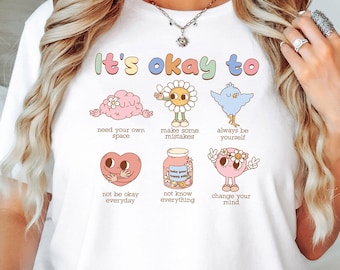 Retro It's Okay To Make Some Mistakes Sweatshirt, Hippie Motivational Sweater, Mental Health Matters Shirt,Special Education Teacher T-Shirt
