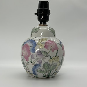 Lámpara de burbujas de porcelana china de los años 50, luz pequeña, lámpara de mesa de tarro de jengibre floral pintada a mano, luz de tarea, iluminación