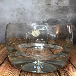Vintage Crystal Clear Poland Glass Bubble Large Bowl