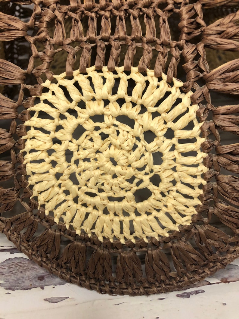 Vintage MCM Open Weave Wicker Swag Lamp 1960s Metal Frame Metal Chain