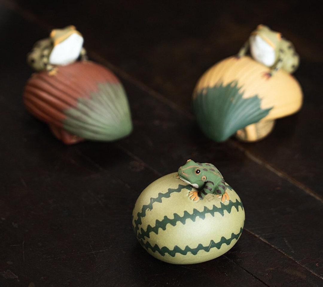 Cute Ceramic Handmade Tea Pet Tea Pet Watermelon Frog Lotus Leaf Small