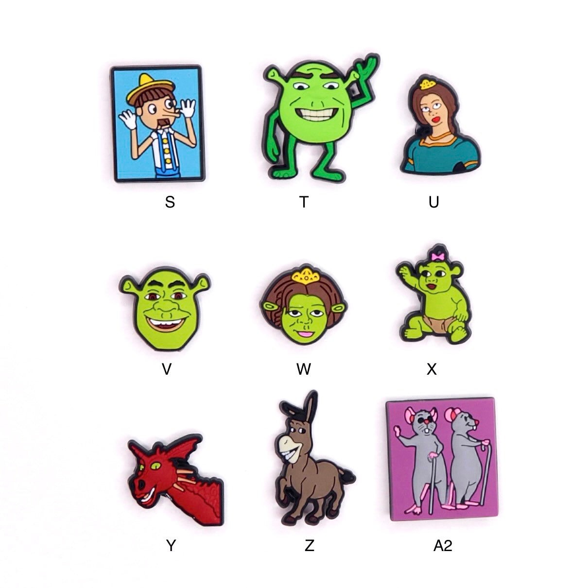 Shrek and Fiona Crocs Charms Ogre Donkey Cartoon 2000's Movie Kids
