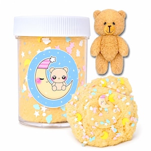 Beary Sleepy Cloud Slime, doftande slime med färskt linne, fluffig handgjord sensorisk fidgetleksak bild 1