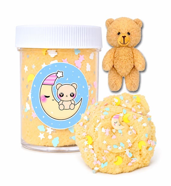 Beary Sleepy Cloud Slime, Fresh Linen Scented Slime, Fluffy Handmade Sensory Fidget Toy