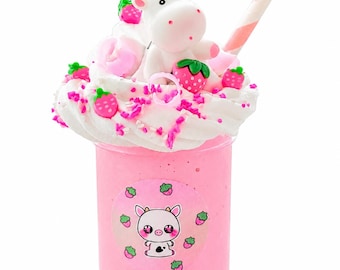 Strawberry MooShake Handmade Scented Butter Slime, Sensory Fidget Toy