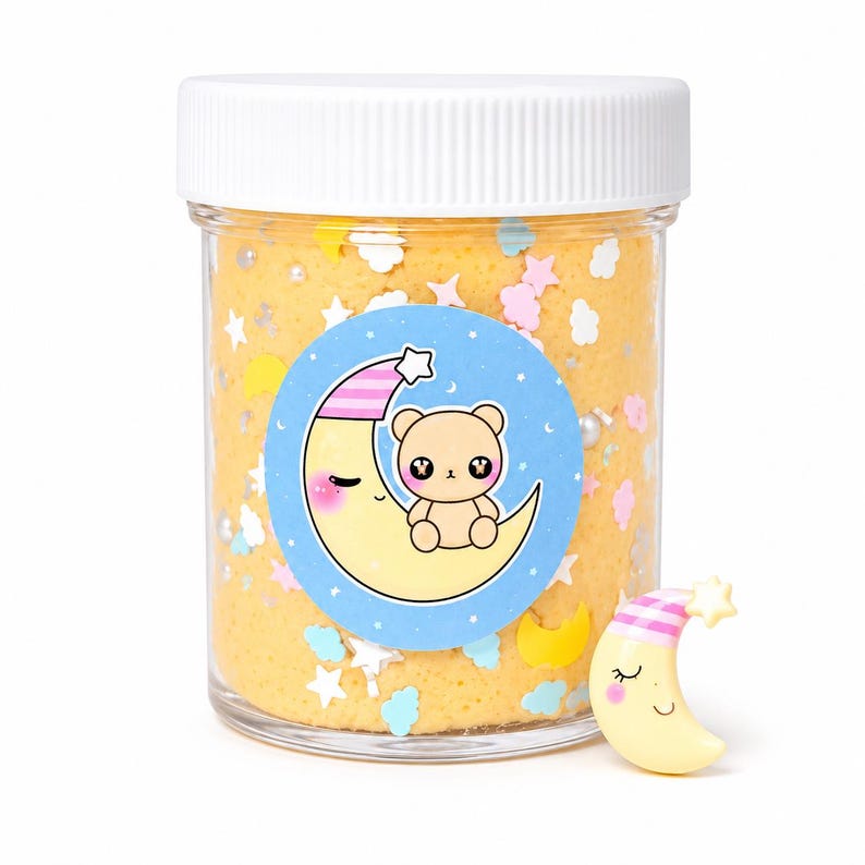 Beary Sleepy Cloud Slime, doftande slime med färskt linne, fluffig handgjord sensorisk fidgetleksak 4oz