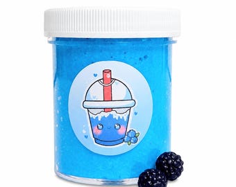 Blue Raspberry Slushy Snow Fizz Slime, Crunchy Scented Handmade Sensory Fidget Toy
