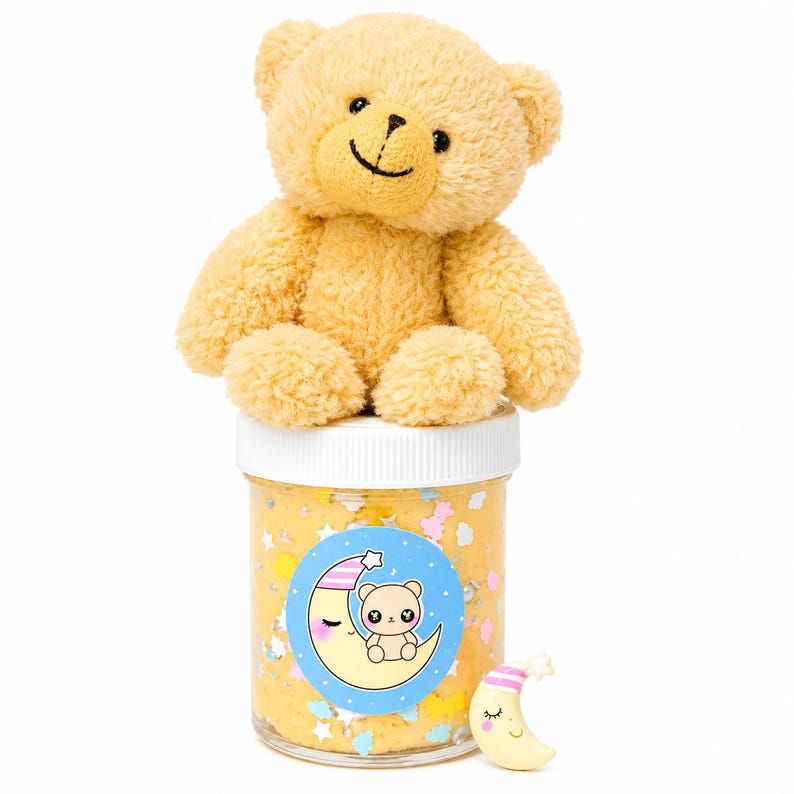 Beary Sleepy Cloud Slime, doftande slime med färskt linne, fluffig handgjord sensorisk fidgetleksak bild 8