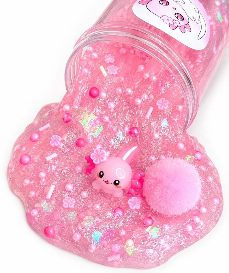 Pinky Baby Axolotl Handmade Slime, Thick Clear Texture Sensory Fidget Toy image 3