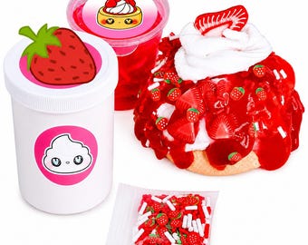 Strawberry Pound Cake DIY Slime Kit, Scented Dessert Slime, Clay Fidget Toy, Ages 8+