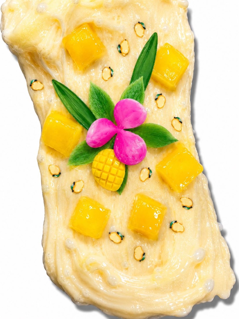 Mango Sticky Rice Handmade Slime Kit DIY, Scented Dessert Slime, Sensory Toy image 9