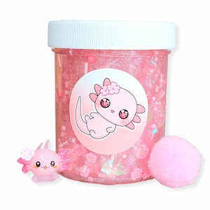 Pinky The Baby Axolotl Handmade Clear Pigment Slime
