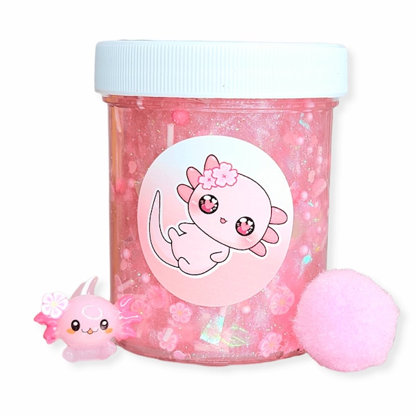 Pinky The Baby Axolotl Handmade Clear Pigment Slime