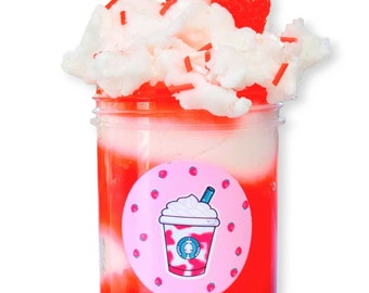 Strawberry & Cream Frappe Handmade Hybrid Slime