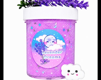 Lavendelträume Wolkenschleim, handgefertigt, flauschiges, nach Vanille und Lavendel duftendes sensorisches Fidget-Spielzeug