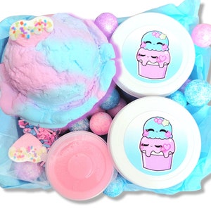 Cotton Candy Ice Cream Scoops DIY Slime Kit