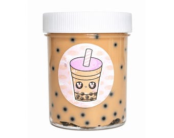 Milk Boba Tea handgjort doftande slime, tjock glansig sensorisk fidgetleksak