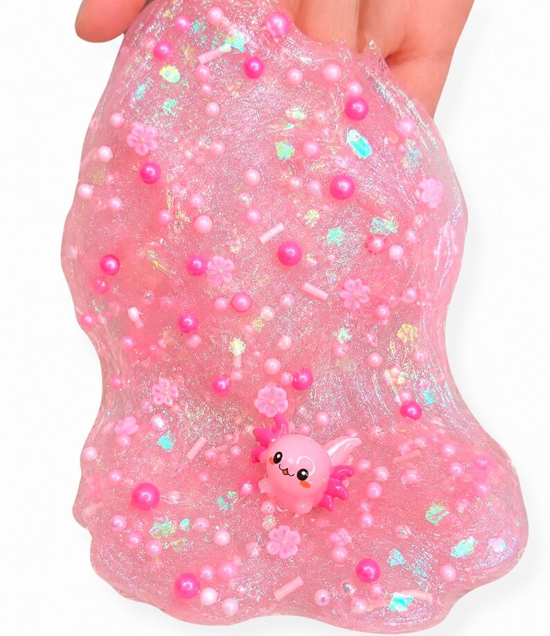 Pinky Baby Axolotl Handmade Slime, Thick Clear Texture Sensory Fidget Toy image 4