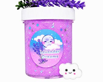 Lavender Dreams Cloud Slime Handmade, Fluffy Vanilla Lavender Scented Sensory Fidget Toy