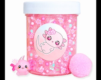 Pinky Baby Axolotl Handmade Slime, Thick Clear Texture Sensory Fidget Toy