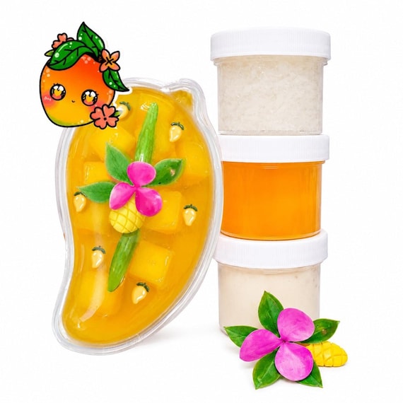 Mango Sticky Rice Handmade Slime Kit DIY, Scented Dessert Slime, Sensory Toy