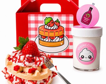 Strawberry Shortcake Waffles DIY Handmade Scented Slime Kit Sensory Fidget Toy