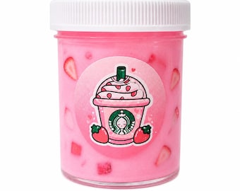 Pink Drink Thick Glossy Handmade Slime, Strawberry Scented Sensory Fidget Toy
