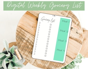 Digitale boodschappenlijst | Goede noten | Goodnotes-boodschappenlijst | Maaltijdplanner met boodschappenlijst | Maaltijdvoorbereiding | Maaltijdplanninglijst voor Ipad