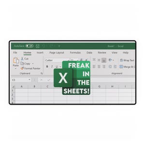 May include: A computer mousepad featuring a screenshot of a Microsoft Excel spreadsheet. The image includes the text "FREAK IN THE SHEETS!" in green and white, overlaid on the spreadsheet interface.