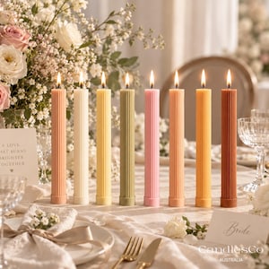 Handmade Ribbed Soy Wax Taper Candles: Modern Home Decor