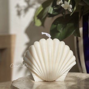 Scallop Shell Soy Candle | Handmade Wavy Decorative Candle | Neutral Aesthetic Home Decor