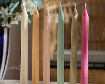 Ribbed Peak Taper Candle | Hand-Poured Soy Wax | Sculptural Table Decor | Modern Candle Styling