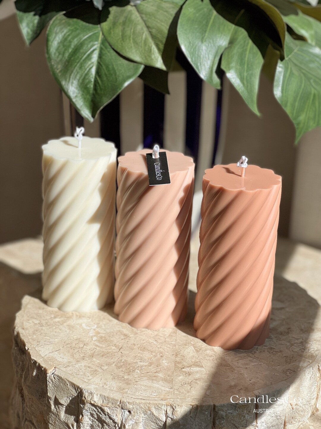 Large Spiral Pillar Candle Handmade for Her Favour Candle Handmade Soy