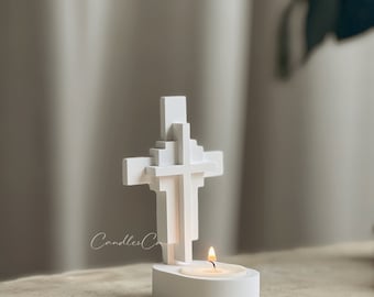 Cross Tealight Holder  | Handmade Gifts, Housewarming Gift, Religious , Eco Friendly Gifts, Homewares, Prayer, Handmade Tealight Holder