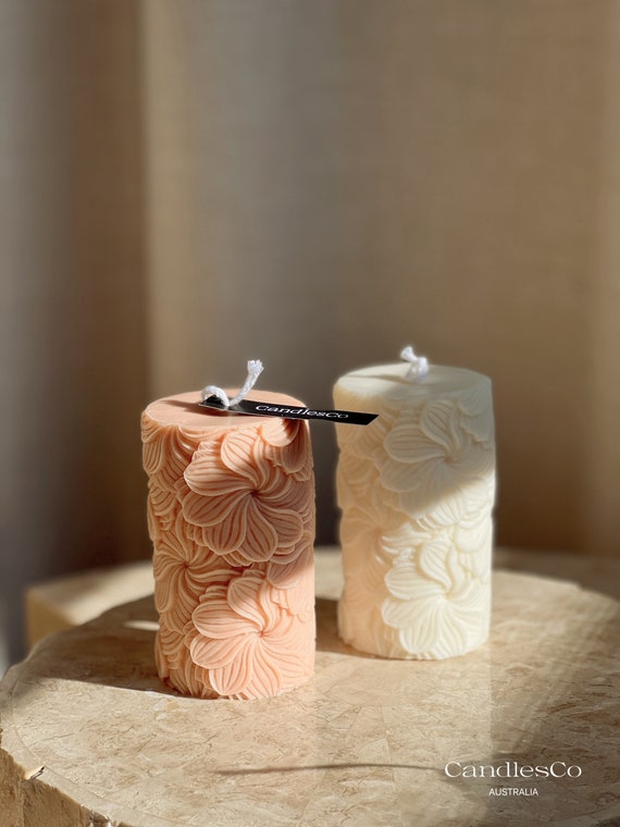 Her Collection - Flower Pillar candle, gifts , wedding , favours , soy wax