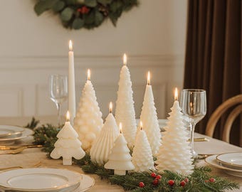 Handmade Christmas Tree Soy Wax Candles: Holiday Decor