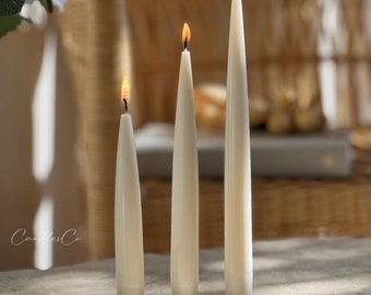 Handmade Soy Wax Taper Candle: Thin Peak Pillar Design